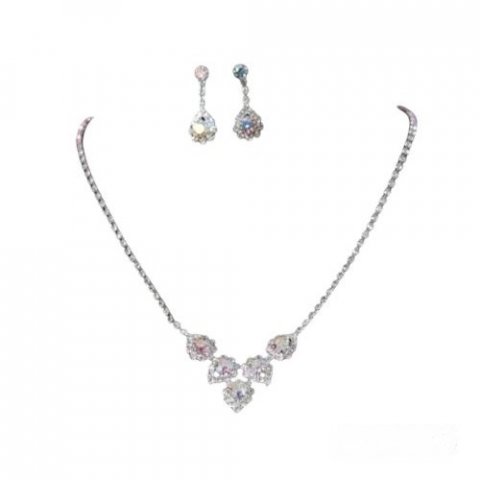 Parure bijou femme argent rhodié cristal A / B 