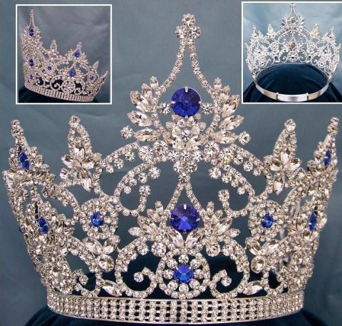 Couronne de Miss oxydes de zirconium bleu royal