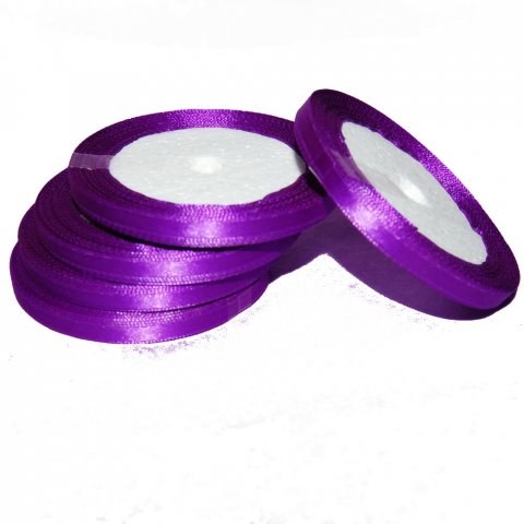 Ruban satin double face violet fonçé 6mm x 15 m