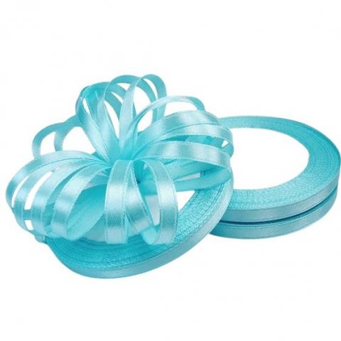 Ruban satin bleu 25 m x 6 mm 