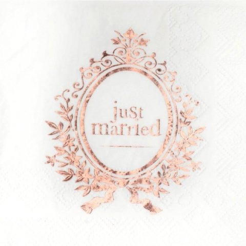Serviettes de table "Just Married" rose gold x 20 pièces