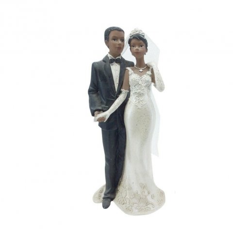 Grand couple de mariés Noirs 21 cm