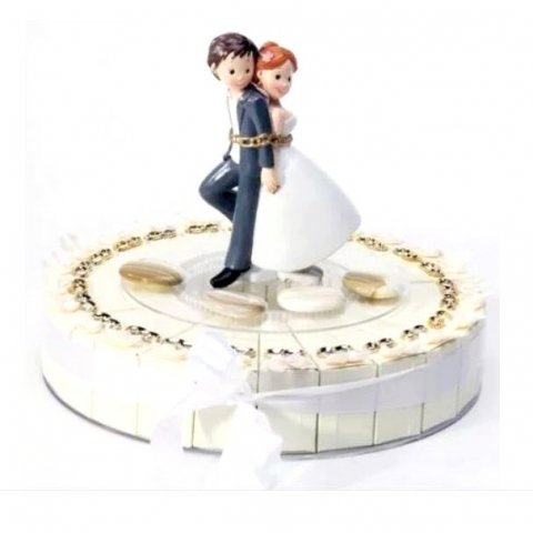 Figurine gâteau mariage - Couple Mariés enchainé 