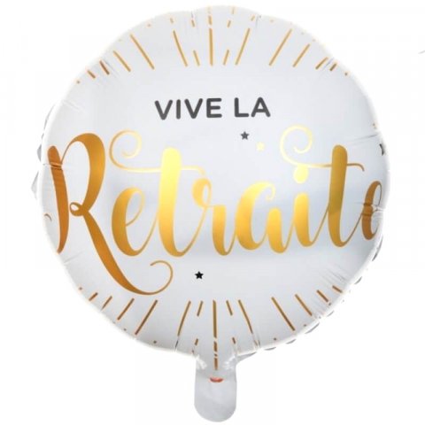 Ballon Hélium - Vive la Retraite or et blanc