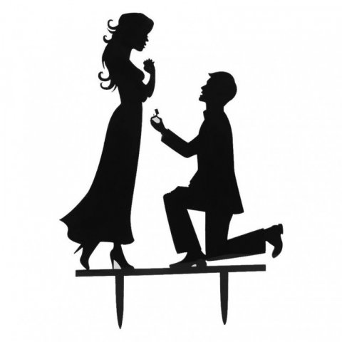 Figurine gateau silhouette - Demande en mariage