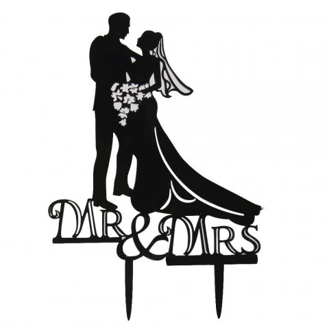 Figurine gateau de mariage - Silhouette Mr & Mrs